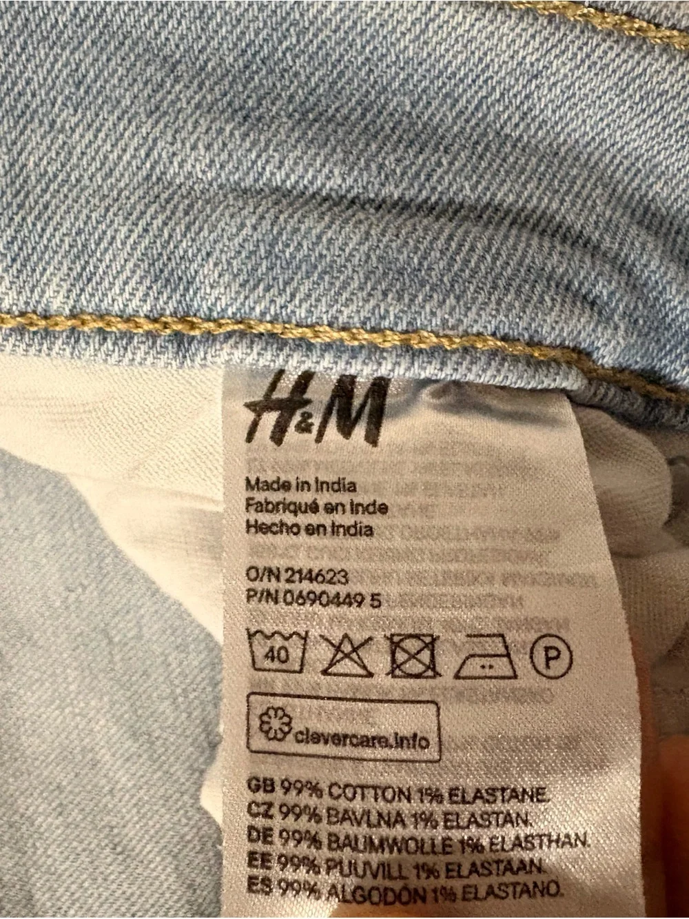 H&M Light Blue Skinny Ripped Jeans